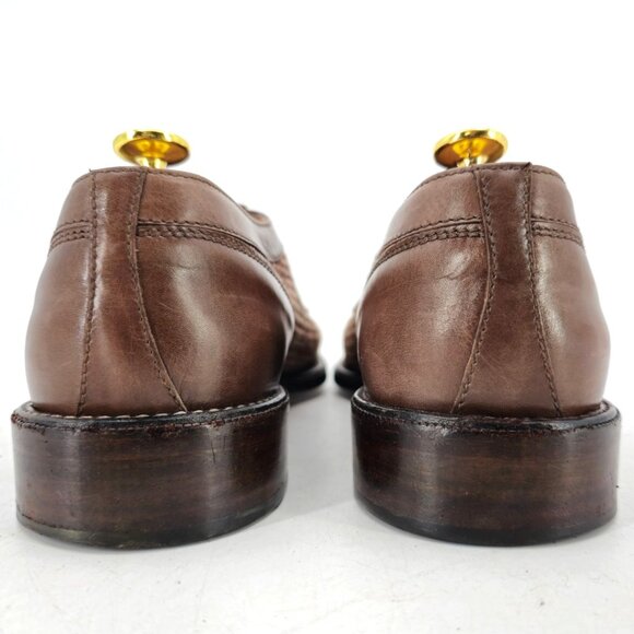 R. Martegani Italy Exotic Alligator and Woven Fabric Brown Dress Shoes Mens 9.5M - Picture 7 of 11